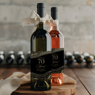 Etiqueta Para Botella De Vino Fiesta de Aniversario de Bodas de Ágata de Oro Neg