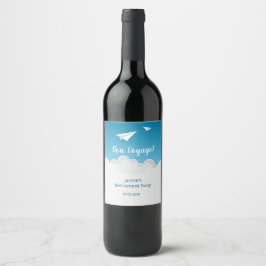Etiqueta Para Botella De Vino Fiesta de avión de papel en el cielo