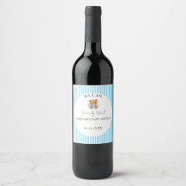 Etiqueta Para Botella De Vino Fiesta de baby shower a rayas azules No podemos es