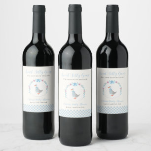 Etiqueta Para Botella De Vino Fiesta de Baby Shower de Silly Goose Bosque con Cu
