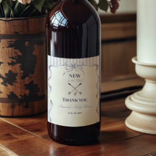 Etiqueta Para Botella De Vino Fiesta de Baby Shower del Niño Azul Vintage Nuevo