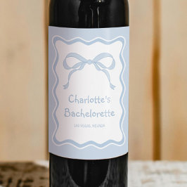 Etiqueta Para Botella De Vino Fiesta de Bachelorette Blue Bow