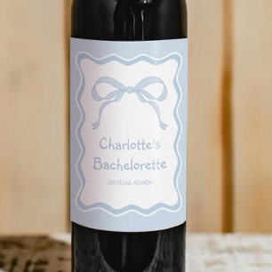 Etiqueta Para Botella De Vino Fiesta de Bachelorette Blue Bow