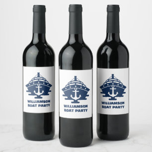 Etiqueta Para Botella De Vino Fiesta de barco de ancla náutica personalizada