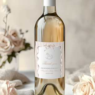Etiqueta Para Botella De Vino Fiesta de Bebé de Caballo Mecedor Neutral en Géner