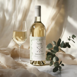 Etiqueta Para Botella De Vino Fiesta de Bebé de Golf Neutral Vintage Nueva en el