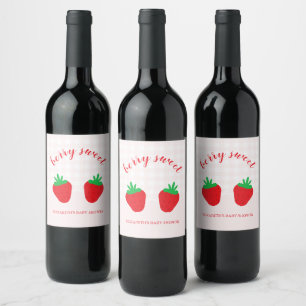 Etiqueta Para Botella De Vino Fiesta de bebé Fresas Dulces