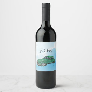 Etiqueta Para Botella De Vino Fiesta de bebé para un niño, sedán