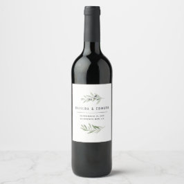 Etiqueta Para Botella De Vino Fiesta de bodas de follaje de la rama de olivo mín