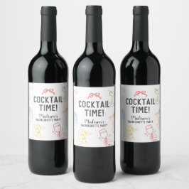 Etiqueta Para Botella De Vino Fiesta de Cócteles Colorida Fiesta de Despedida de