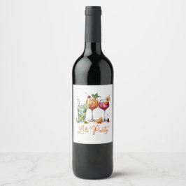 Etiqueta Para Botella De Vino Fiesta de Cócteles de Verano con Bebidas Coloridas
