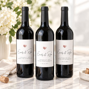 Etiqueta Para Botella De Vino Fiesta de compromiso moderna Felicitaciones Rosa D