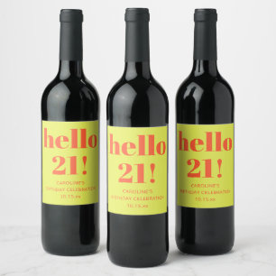 Etiqueta Para Botella De Vino Fiesta de cumpleaños 21 en naranja chartreuse inte
