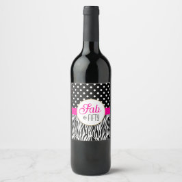 Etiqueta Para Botella De Vino Fiesta de cumpleaños 50 moderna y atrevida