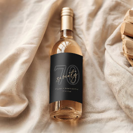 Etiqueta Para Botella De Vino Fiesta de Cumpleaños 70 de Oro Negro Moderno