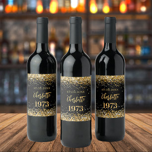 Etiqueta Para Botella De Vino Fiesta de cumpleaños año de oro negro nacido