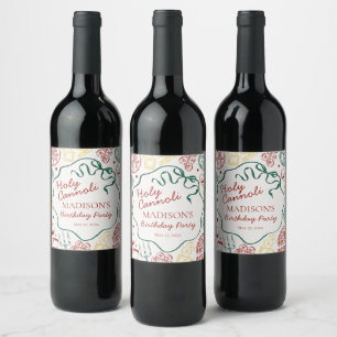 Etiqueta Para Botella De Vino Fiesta de Cumpleaños de Cannoli Sagrado de Pasta I