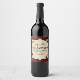 Etiqueta Para Botella De Vino Fiesta de cumpleaños de Halloween de la época góti