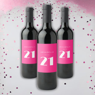 Etiqueta Para Botella De Vino Fiesta de cumpleaños moderna del siglo XXI rosa ca