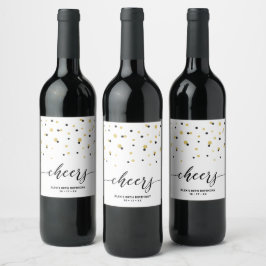 Etiqueta Para Botella De Vino Fiesta de cumpleaños moderna dorada y negra hito
