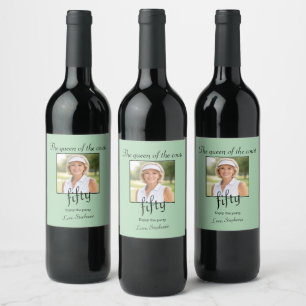 Etiqueta Para Botella De Vino Fiesta de Cumpleaños número 50 de Tennis Foto Eleg