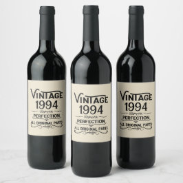 Etiqueta Para Botella De Vino Fiesta de cumpleaños personalizada treinta vintage