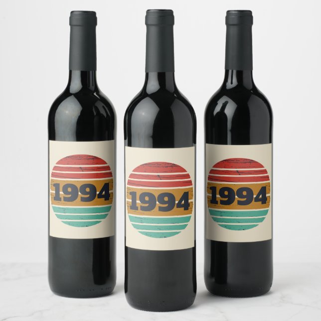Etiqueta Para Botella De Vino Fiesta de cumpleaños personalizada treinta vintage (Botellas)