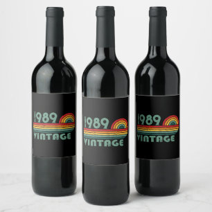 Etiqueta Para Botella De Vino Fiesta de cumpleaños personalizada vintage 35