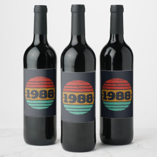 Etiqueta Para Botella De Vino Fiesta de cumpleaños personalizada vintage 35