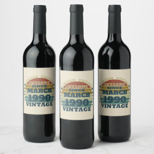 Etiqueta Para Botella De Vino Fiesta de cumpleaños personalizada vintage 35