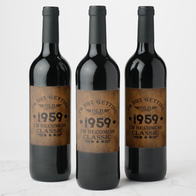 Etiqueta Para Botella De Vino Fiesta de cumpleaños personalizada vintage 65 años (Botellas)