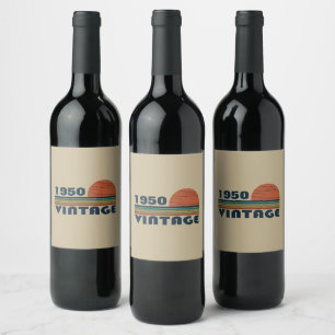 Etiqueta Para Botella De Vino Fiesta de cumpleaños personalizada vintage 75