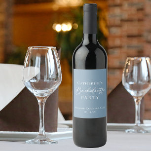 Etiqueta Para Botella De Vino Fiesta de Despedida de Soltera Chic Polvo Azul Per
