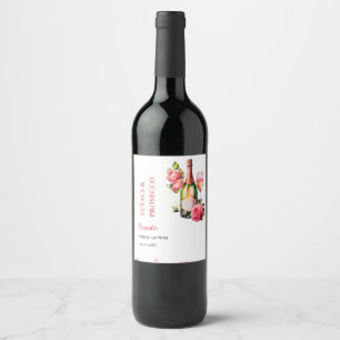 Etiqueta Para Botella De Vino Fiesta de Despedida de Soltera Pétalos y Prosecco