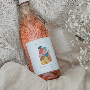 Etiqueta Para Botella De Vino Fiesta de ducha de bebé en el pueblo costero