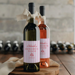 Etiqueta Para Botella De Vino Fiesta de fin de semana de soltera con rayas rosad