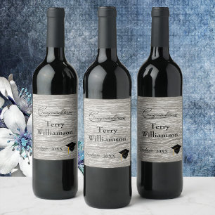 Etiqueta Para Botella De Vino Fiesta de graduación con tablón de granero occiden