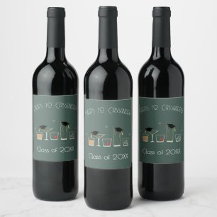 Etiqueta Para Botella De Vino Fiesta de Graduación de Cap Cocktail