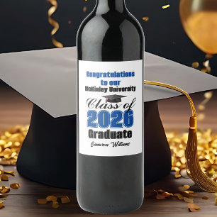 Etiqueta Para Botella De Vino Fiesta de Graduación de la Clase Azul de 2026 Pers