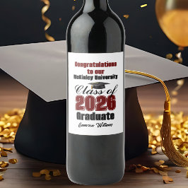 Etiqueta Para Botella De Vino Fiesta de Graduación de la Clase de 2026 Personali