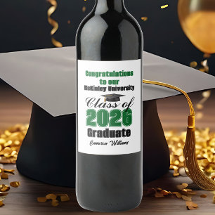 Etiqueta Para Botella De Vino Fiesta de Graduación de la Clase Verde de 2026 Per