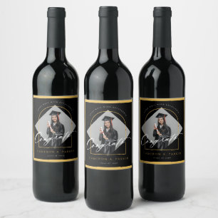 Etiqueta Para Botella De Vino Fiesta de Graduación Minimalista con Borlas en Arc