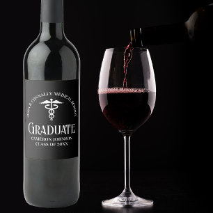 Etiqueta Para Botella De Vino Fiesta de graduación personalizada de escuela de m