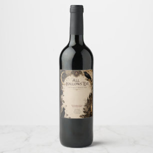 Etiqueta Para Botella De Vino Fiesta de Halloween para Adultos Cuervo, Llave Ant