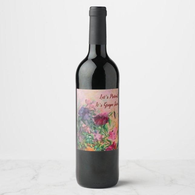 Etiqueta Para Botella De Vino Fiesta de jardín (Anverso)