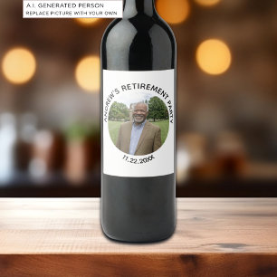 Etiqueta Para Botella De Vino Fiesta de jubilación elegante con foto especial