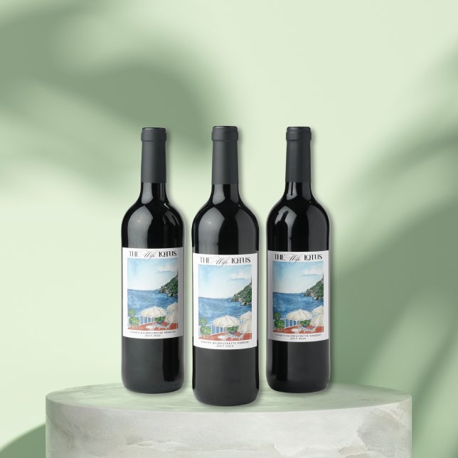 Etiqueta Para Botella De Vino Fiesta de la Esposa Lotus Bachelorette - Etiqueta  (Custom Amalfi Coast bachelorette wine label – perfect for a luxe “Wife Lotus” weekend! 🍋🍷 SHOP NOW)