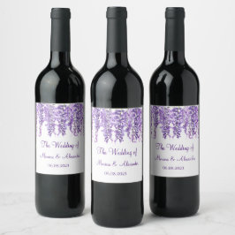 Etiqueta Para Botella De Vino Fiesta de matrimonio de la hiedra morada floral de