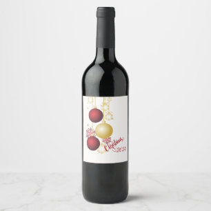 Etiqueta Para Botella De Vino Fiesta de Navidades blancos, dorados y rojos