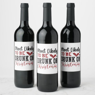 Etiqueta Para Botella De Vino Fiesta de Navidades ebrios muy probablemente graci